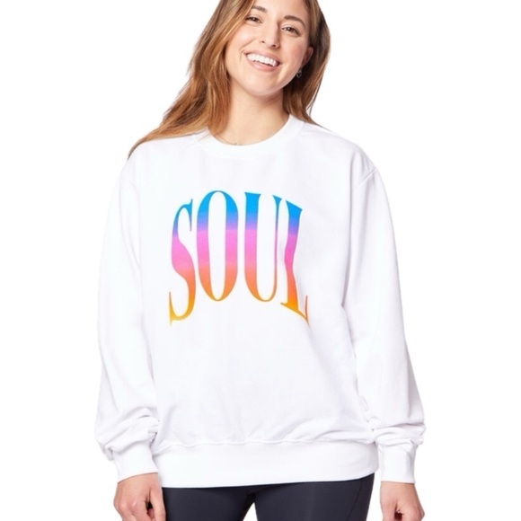 SOUL BY SOULCYCLE Derek Crew Neck Sweatshirt White Small - Picture 1 of 5